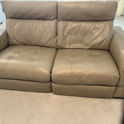 Grey Leather Loveseat