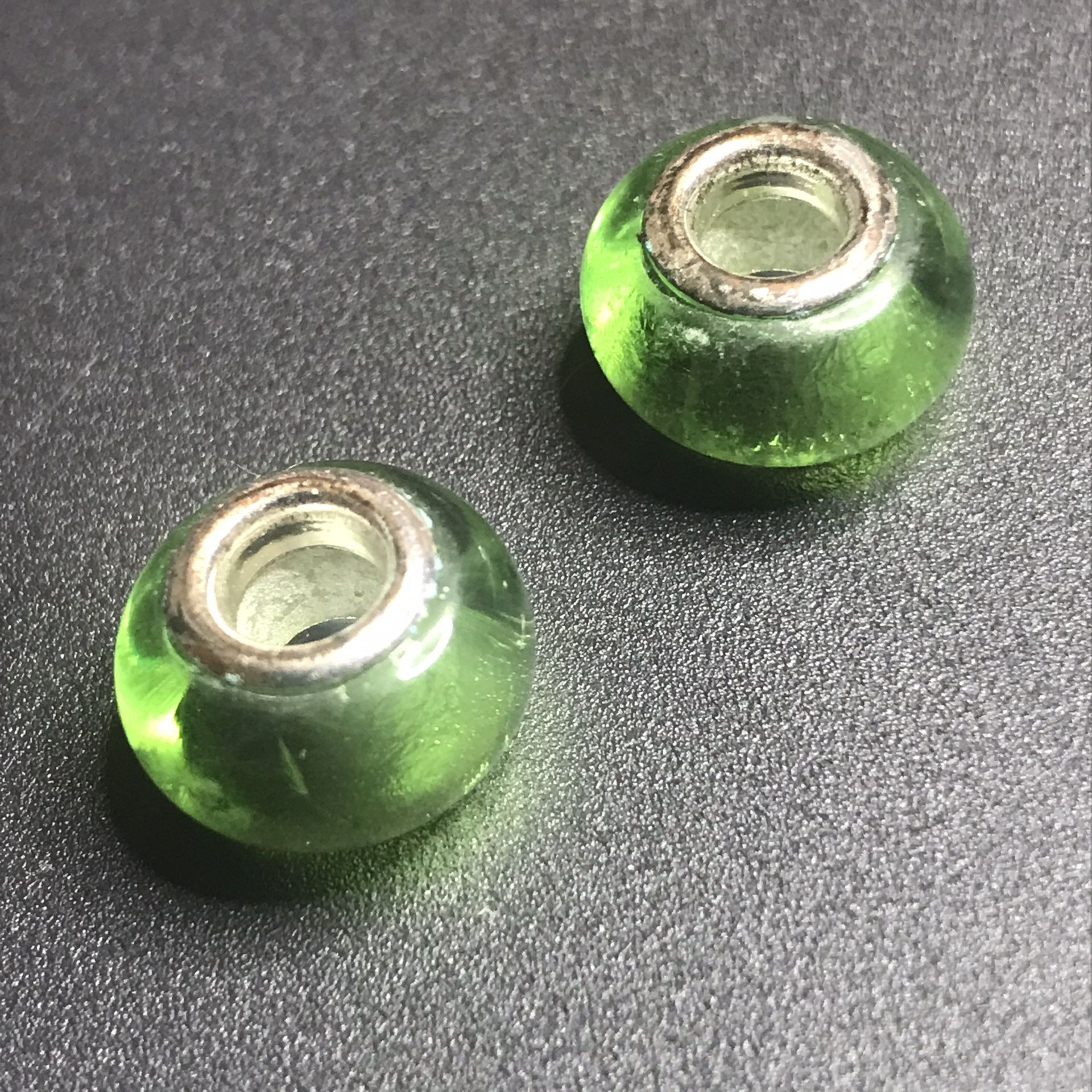 LIME GREEN  European Bracelet Beads 2 count