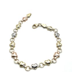 10kt Gold Heart Link Bracelet