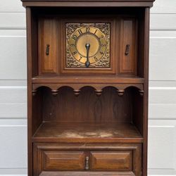 Antique Upright General Electric GE Clock No Radio Or Record Player Shelving Book Case Cabinet