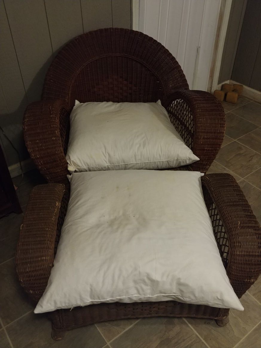 Genuine Rattan Chair And Ottoman