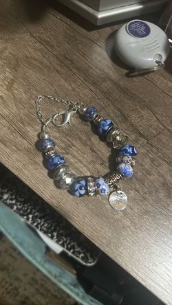 Silver tone European style charm bracelet