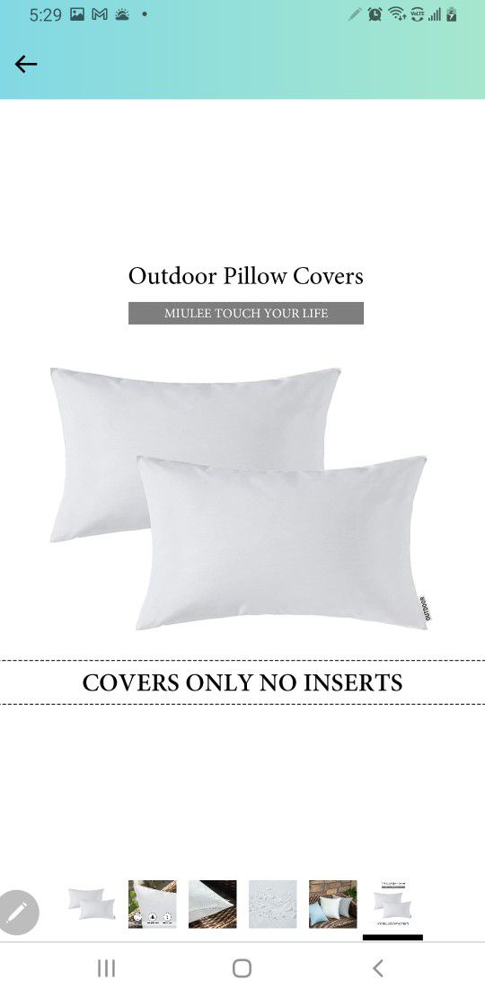 12x20 Pillow Cover Only. Outdoor Waterproof 