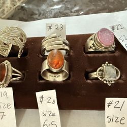 Gorgeous Sterling Silver Rings,please Check Out All Photos For More Details.$34 Each 