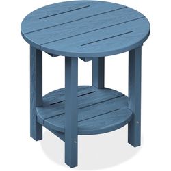 LL Round Outdoor Side Table, All Weather Use Double Layer Patio Side Table, HDPE Adirondack End Table for Patio, Garden, Deck - Blue