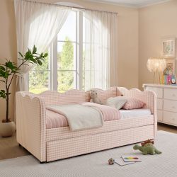 Eldenholm Twin Size Wave Shaped Backrest Daybed with Trundle and USB Port
