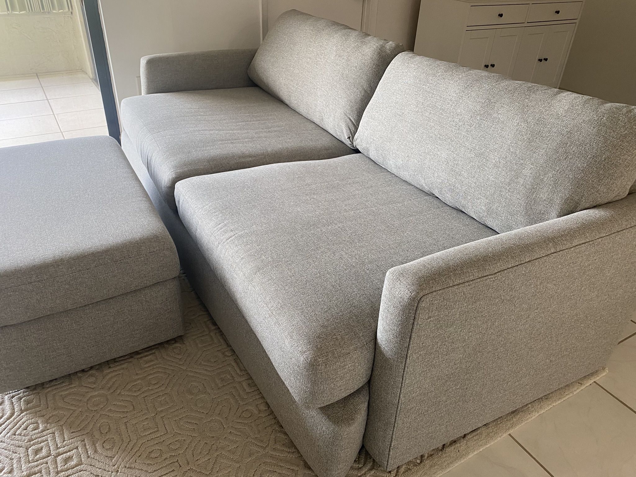 Modern Couch with Ottoman – $450