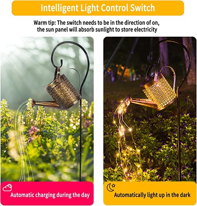 Upgrade Large Watering Can with Lights - Solar Garden Lights, Waterproof Solar Lanterns Garden Decorations for Outdoor, Pathway, Yard, Deck, Lawn, Pat