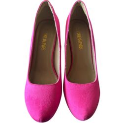 Dream Pairs Women’s Pumps Size 9.5 Hot Pink Round Toe Slip-On Dress Heels