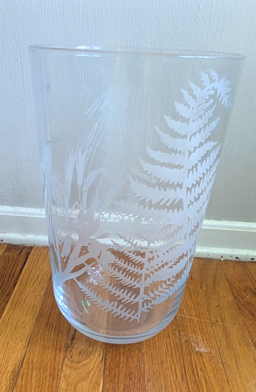 Tiffany & Co. Crystal "Flora & Fauna" Etched Glass, 16" High