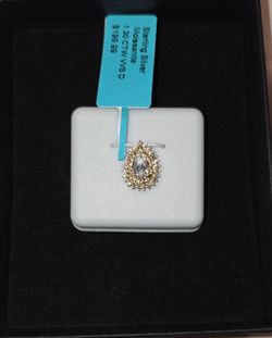 1.30 CTW VVS D Moissanite Pendant Necklace – 925 Sterling Silver – 18" Gold Over Silver – NEW