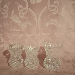 Vintage Victorian Diamond Cut Crystal Sawtooth Toothpick Holders 