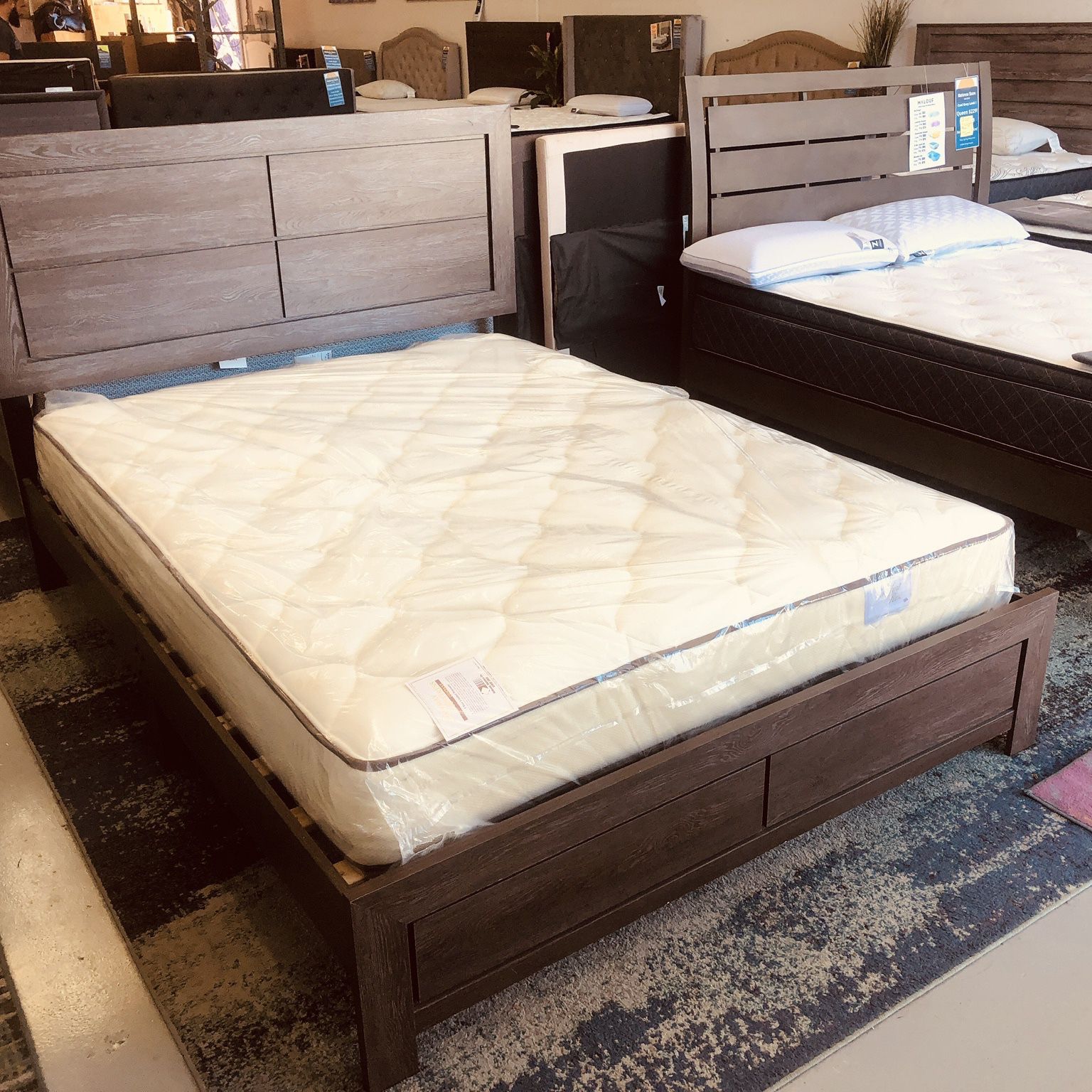 New Bed Frame Wooden Look King and A New Mattress King Queen  Full from 