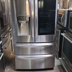 Refrigerator Lg 4 Door With Fast Door Glass In Stainless Steel 40 Days Warranty Delevery 