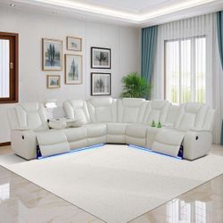 Brand New White Leather Sectional 