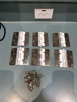 White Door Hinges Set of 6 with Screws