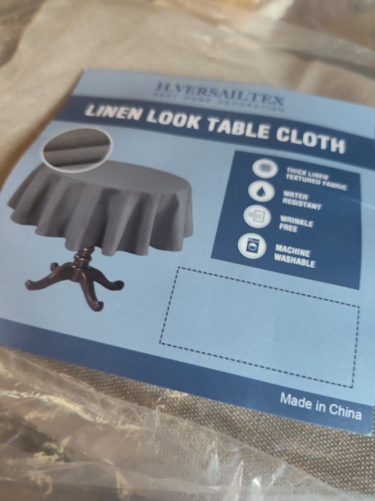 New In Bag H.VersailTex Linen Look Table Cloth 5 Ft Across Round Table Cloth New In Bag