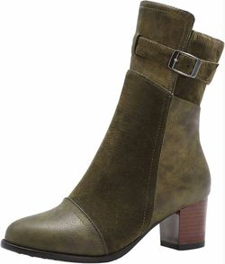 New Women's Block Heel Vintage Chelsea Boots 6.5