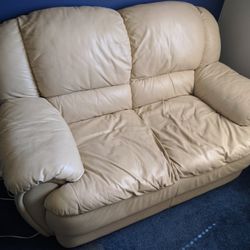 Natuzzi Italian Leather Sofa Set – Cream, Timeless, Comfy - $500 or OBO