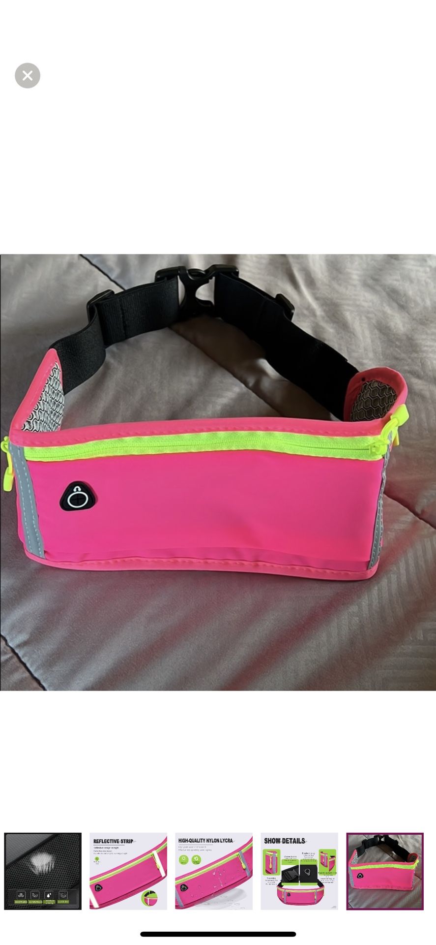 BWTY Running Belt, Slim Fanny Pack, Reflective Runners Belt with 2 Pouches, Adjustable Waist Bag for Women Men, Cell Phone Holder for Running Bike Wal