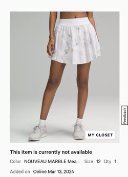 NWOT lululemon Court Rival High-Rise Skirt, sz 12