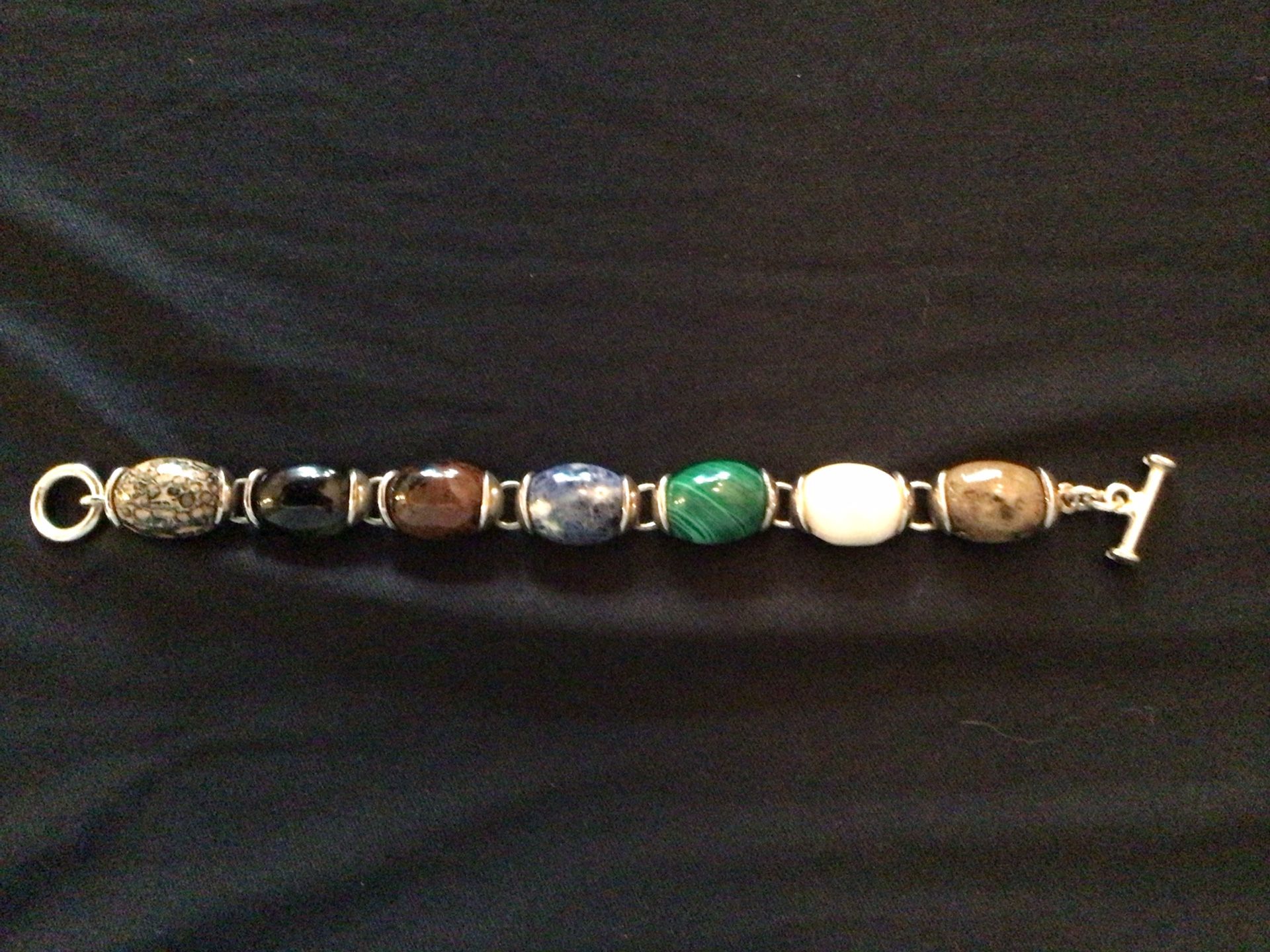 Silver And Semi Precious Stone Bracelet