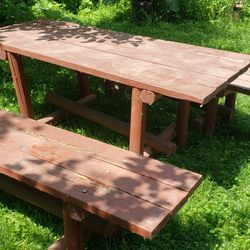 Outdoor Table With 2 Benches