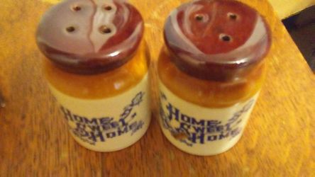 Vintage Earthware Salt and Pepper Shakers.