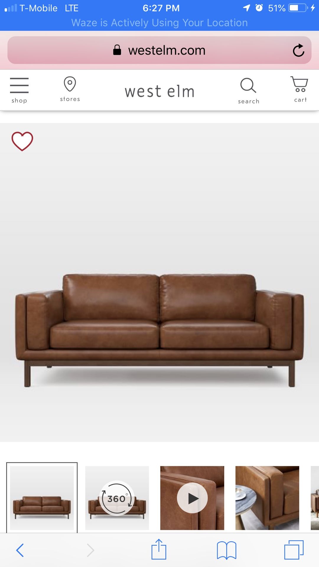 West elm dekalb leather sofa