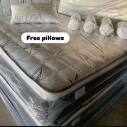 ✨Mattress Pillow Top✨ 🛏️Free 2 pillows 🔸12” inches tall 🔹All sizes  🟠Queen sizes $199 🟡Full sizes $180  🟢Twin sizes $150 🔵Cal king $330 🟣E. Ki