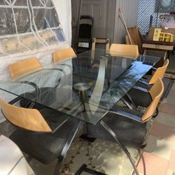 Glass Top Metal Base Dining Table $300  OBO! {ch}