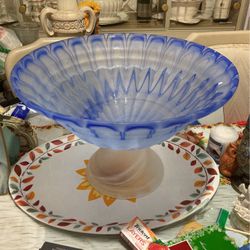 Large Glass Elevated Bowl Center Piece