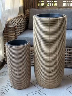Tahari Home Faux Bamboo Tall Planters