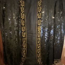 Nite Evening coat Black & Gold all Sequenced / Beaded formal jacket
