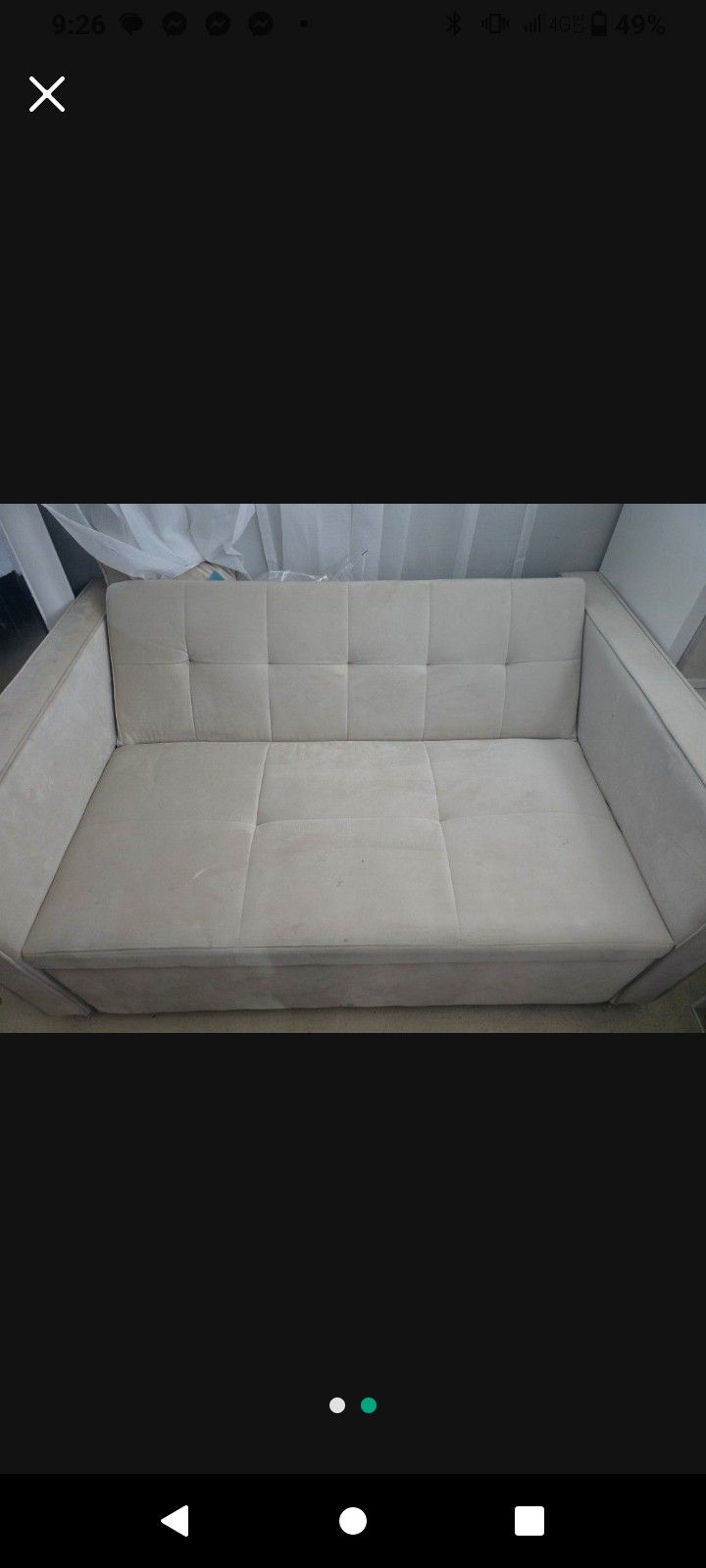 Small Couch To Bed W/2 Pillows