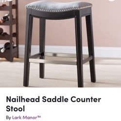 BRAND NEW wood barstool w/ upholstered seat