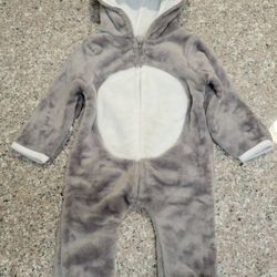 Baby Mack Hooded Animal Outfit Fleece Bodysuite Footed One-Piece 6-9 mon