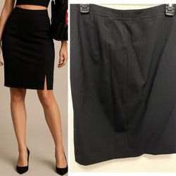 Women pencil skirt pinstripe black business office work lined size 2