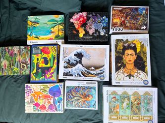 10 puzzles 1000 pc each for sale. No pieces missing