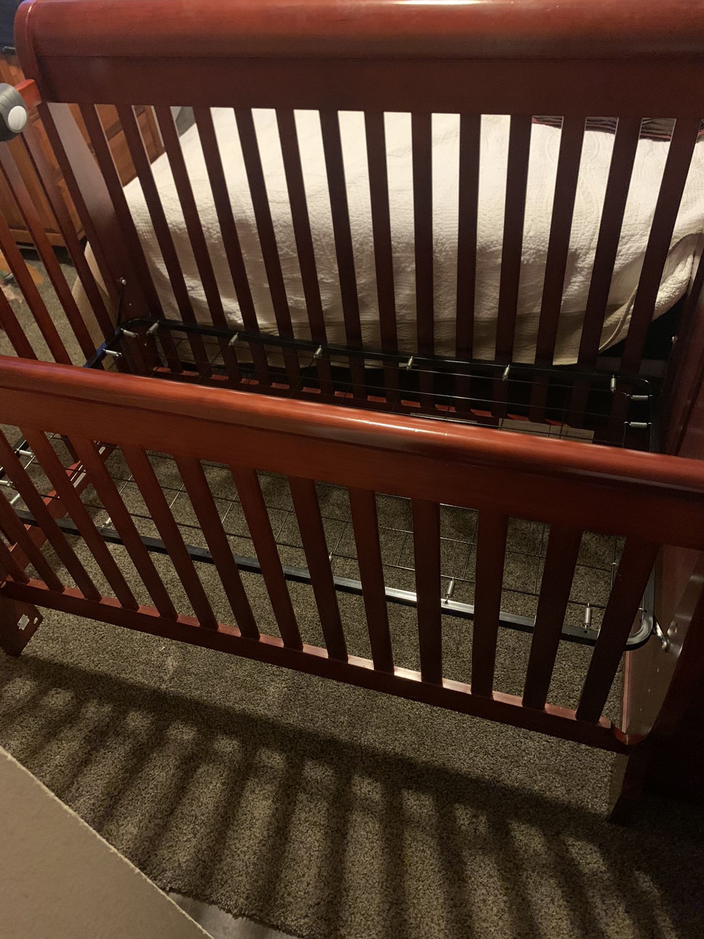 Baby crib with changing table and drawers