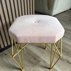 Pink and Gold Vanity Stool