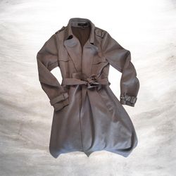 Woman’s Suede Pea Coat Gray Size M