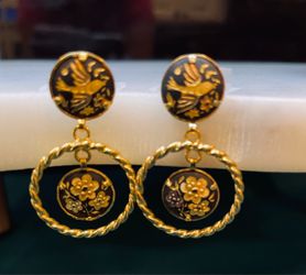 Beautiful vintage Spanish Damascene earrings made in Spain