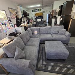 new beautiful corduroy sofa couch sectional gray set special come visit our store in Paramount 