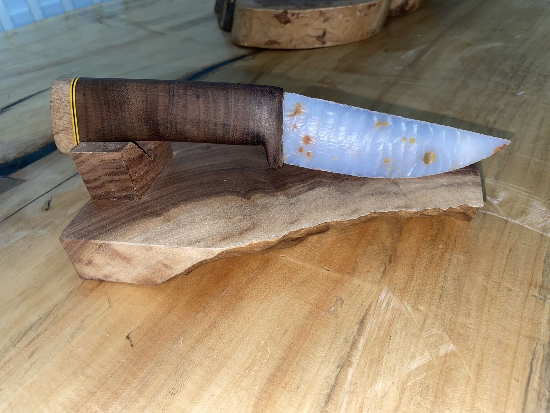 Polka Dot Agate Knapped Knife