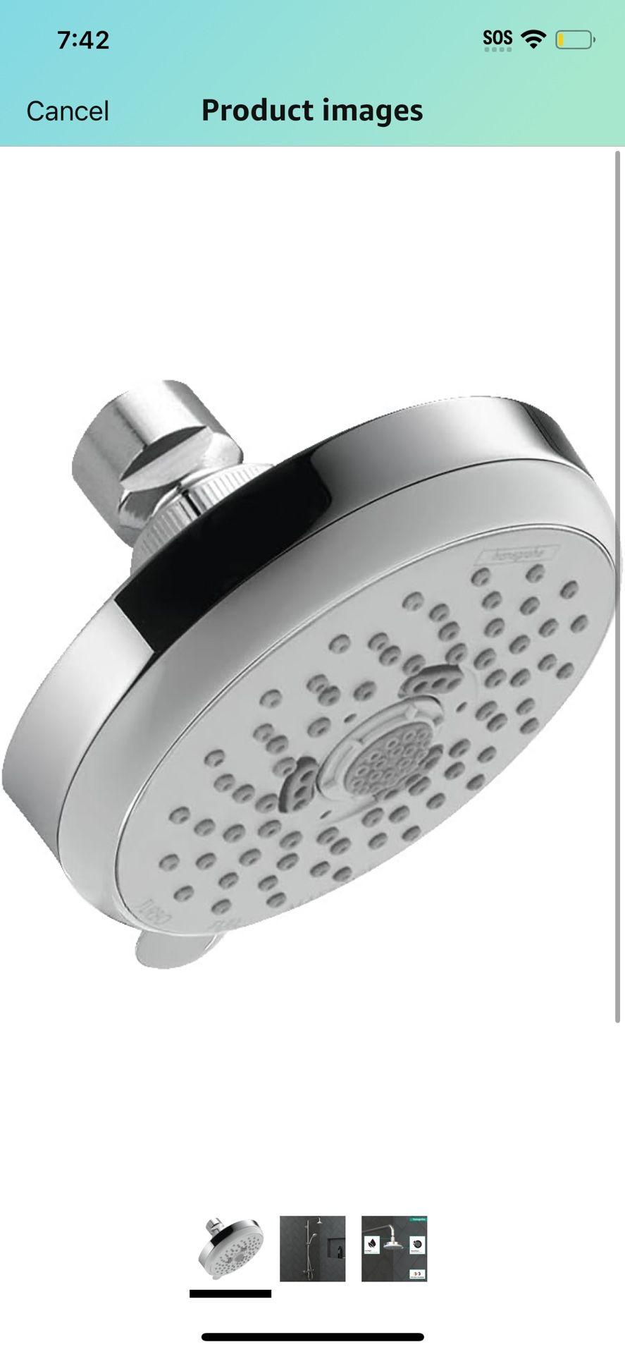 hansgrohe Croma 100 4-inch Showerhead Low Flow Modern 3-Spray Full, Pulsating Massage, Intense Turbo Water Saving with QuickClean in Chrome,@H7-54