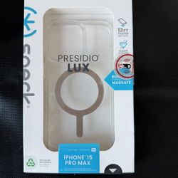 NEW Speck Presidio Lux iPhone 15 Pro Max Case. Megsafe Compatible. Color: Clear with Glitter