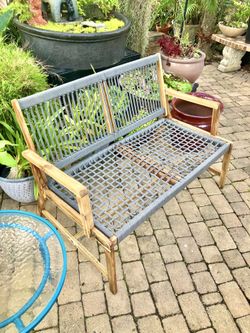 Rope/Acacia Bench: 46.5”W x 29.5”D x 32”H