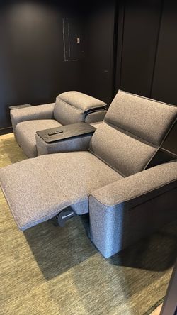 Gray Fabric Power Recliner Sofa Set
