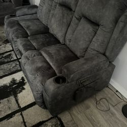 TUNYI Power Loveseat Recliner Sofa With Massage & Heat 